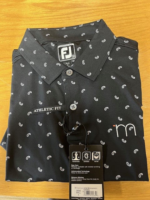 FootJoy Men's Paisley Print Athletic Fit Polo - Charcoal