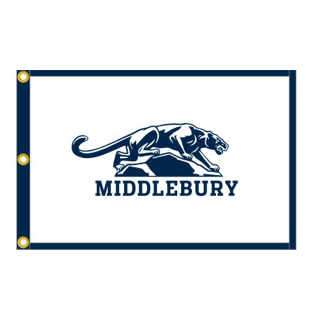 White Middlebury Panther Golf Flag